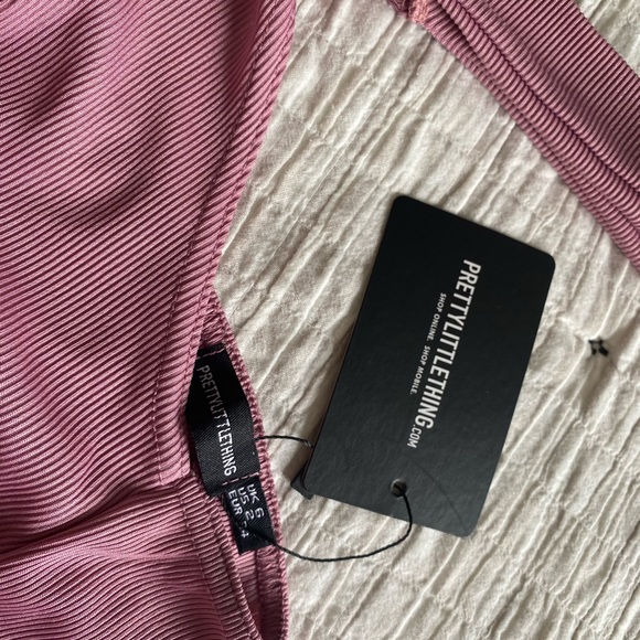 Pretty Little Thing Basic Mauve Ribbed High Neck Split Detail Bodycon Dress US 2 - Picture 3 of 3